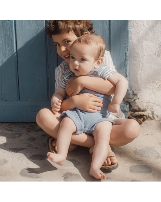 LITTLE DUTCH. Φορμάκι κοντομάνικο μπλε Stone Blue stripe - Νο 50