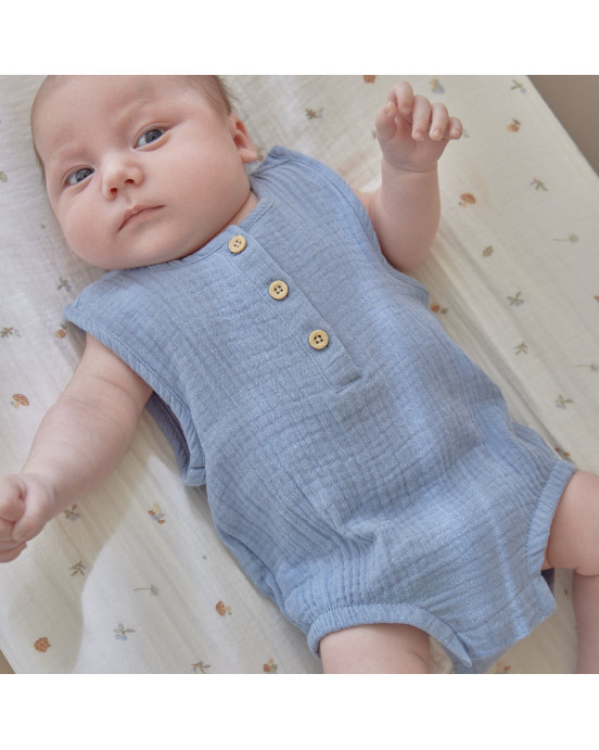 LITTLE DUTCH. Φορμάκι αμάνικο μπλε Stone Blue - Νο 56