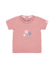 LITTLE DUTCH. Μπλουζάκι κοντομάνικο με ανάγλυφα λουλούδια Pink Blush - Νο 80