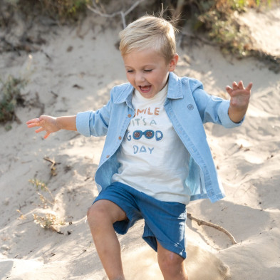 LITTLE DUTCH. Μπλουζάκι κοντομάνικο με σχέδιο Creme - Νο 98