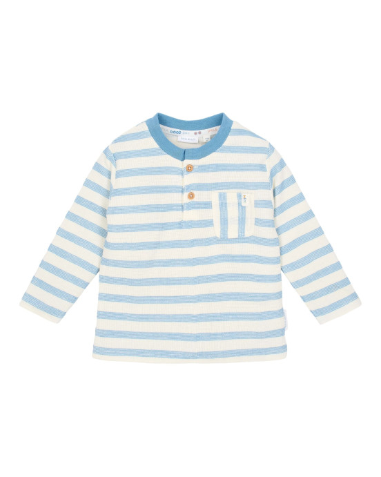 LITTLE DUTCH. Μπλουζάκι μακρυμάνικο Steel Blue stripe - Νο 92