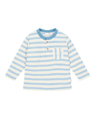 LITTLE DUTCH. Μπλουζάκι μακρυμάνικο Steel Blue stripe - Νο 98