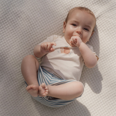 LITTLE DUTCH. Μπλουζάκι κοντομάνικο κρεμ Sand Melee - Νο 50