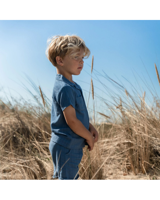 LITTLE DUTCH. Πουκάμισο κοντομάνικο Indigo - Νο 104