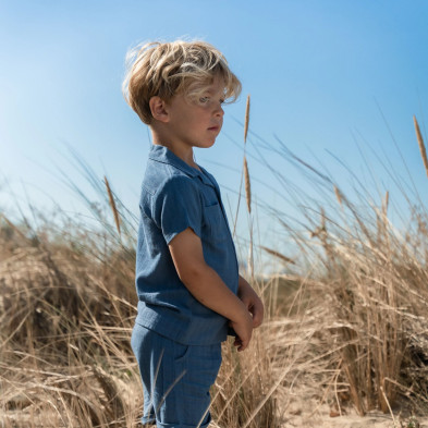 LITTLE DUTCH. Πουκάμισο κοντομάνικο Indigo - Νο 98