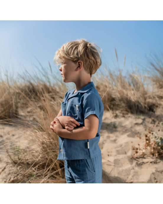 LITTLE DUTCH. Πουκάμισο κοντομάνικο Indigo - Νο 80