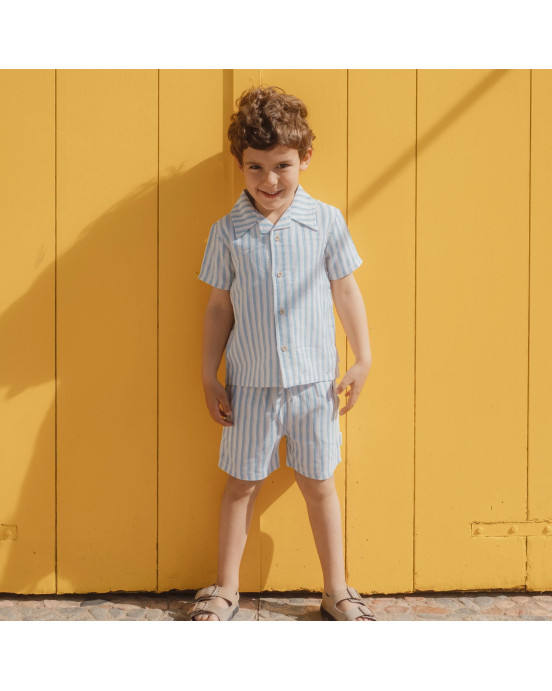 LITTLE DUTCH. Πουκάμισο κοντομάνικο Multi Stripe - Νο 74