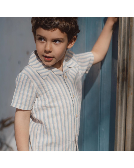 LITTLE DUTCH. Πουκάμισο κοντομάνικο Multi Stripe - Νο 74