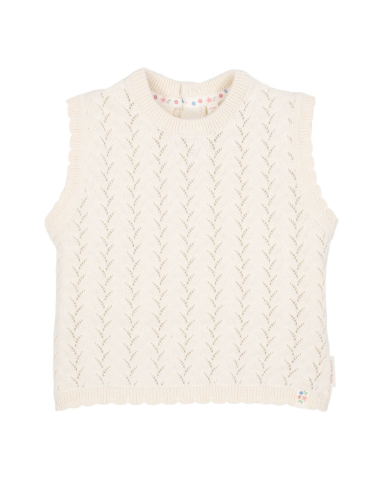 LITTLE DUTCH. Πλεκτό αμάνικο μπλουζάκι Creme - Νο 80