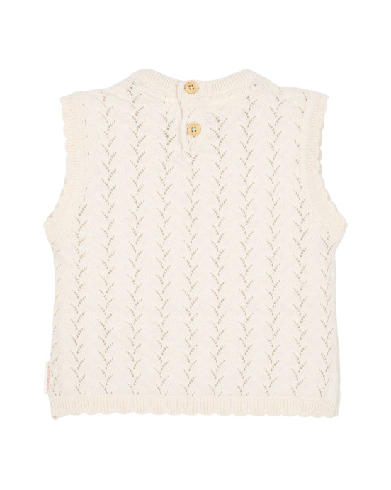 LITTLE DUTCH. Πλεκτό αμάνικο μπλουζάκι Creme - Νο 98