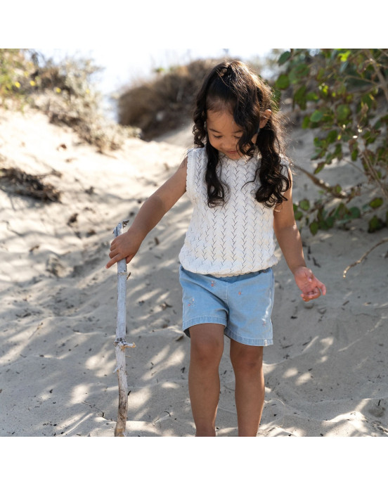 LITTLE DUTCH. Πλεκτό αμάνικο μπλουζάκι Creme - Νο 98