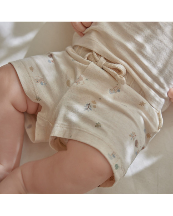 LITTLE DUTCH. Παντελονάκι κοντό κρεμ Forest Nature - Νο 68