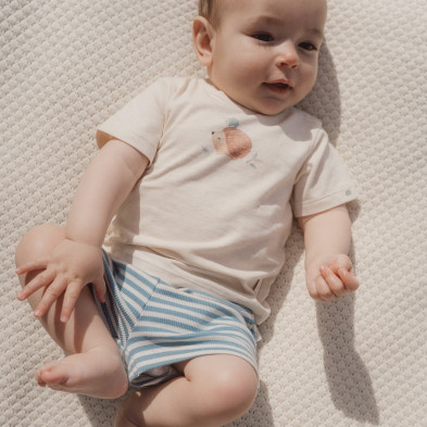 LITTLE DUTCH. Παντελονάκι κοντό μπλε Stone Blue stripe - Νο 50