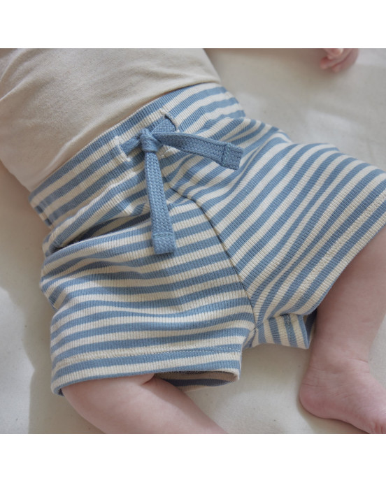 LITTLE DUTCH. Παντελονάκι κοντό μπλε Stone Blue stripe - Νο 56