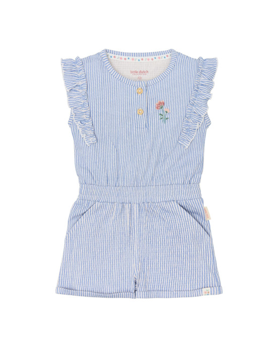 LITTLE DUTCH. Ολόσωμη φόρμα με βολάν Denim Blue Stripe - Νο 92