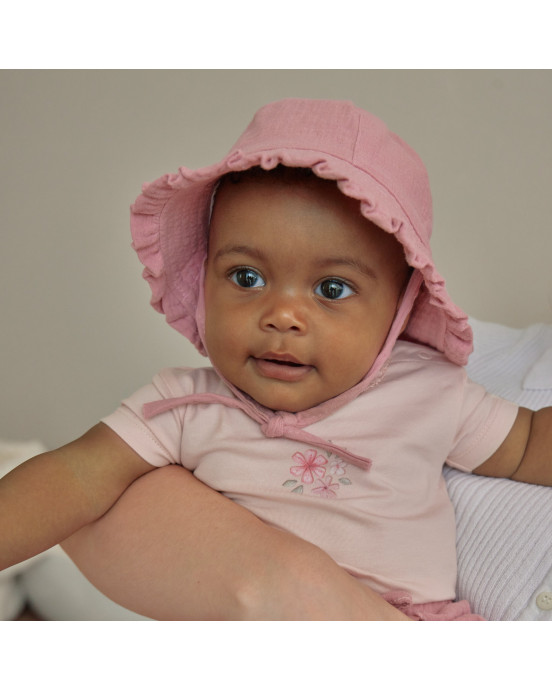LITTLE DUTCH. Βρεφικό καπέλο ήλιου Pink Blush - Νο 2 (3-6 μηνών)