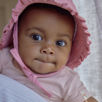 LITTLE DUTCH. Βρεφικό καπέλο ήλιου Pink Blush - Νο 2 (3-6 μηνών)