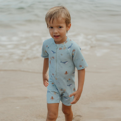 LITTLE DUTCH. Ολόσωμο κοντομάνικο μαγιό Ocean Friends - Νο 74/80