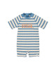 LITTLE DUTCH. Ολόσωμο κοντομάνικο μαγιό Ocean Blue Stripes - Νο 62/68