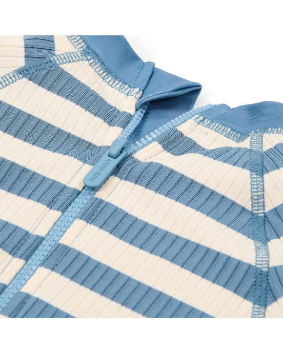 LITTLE DUTCH. Ολόσωμο κοντομάνικο μαγιό Ocean Blue Stripes - Νο 74/80