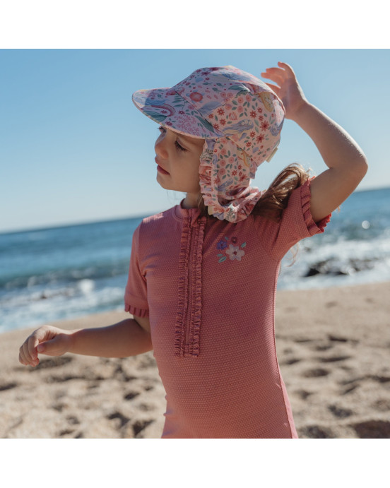 LITTLE DUTCH. Ολόσωμο κοντομάνικο μαγιό Dreamy Pink Sparkle - Νο 62/68