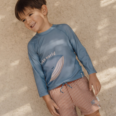 LITTLE DUTCH. Μπλουζάκι μακρυμάνικο με προστασία UV Ocean Blue - Νο 62/68