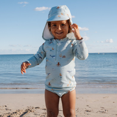 LITTLE DUTCH. Μπλουζάκι μακρυμάνικο με προστασία UV Ocean Friends - Νο 62/68