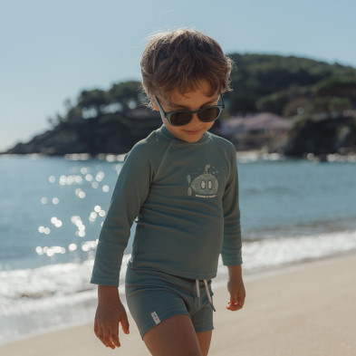 LITTLE DUTCH. Μπλουζάκι μακρυμάνικο με προστασία UV Ocean Green - Νο 62/68