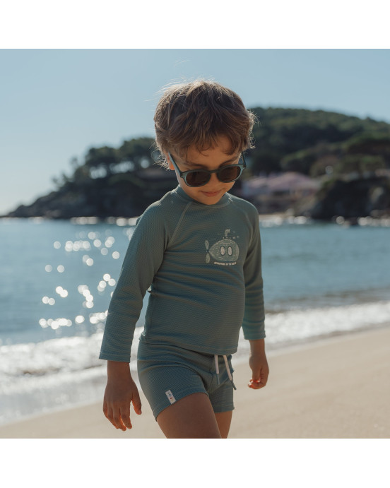 LITTLE DUTCH. Μπλουζάκι μακρυμάνικο με προστασία UV Ocean Green - Νο 62/68
