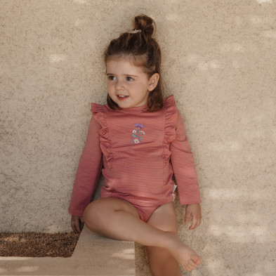 LITTLE DUTCH. Μπλουζάκι μακρυμάνικο με προστασία UV Dreamy Pink Sparkle - Νο 62/68