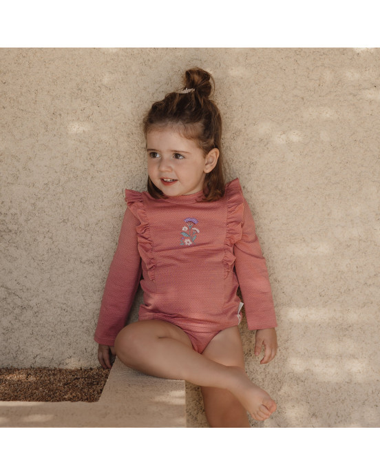 LITTLE DUTCH. Μπλουζάκι μακρυμάνικο με προστασία UV Dreamy Pink Sparkle - Νο 62/68