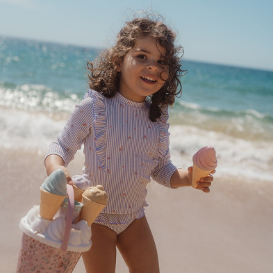 LITTLE DUTCH. Μπλουζάκι μακρυμάνικο με προστασία UV Dreamy Stripes - Νο 74/80