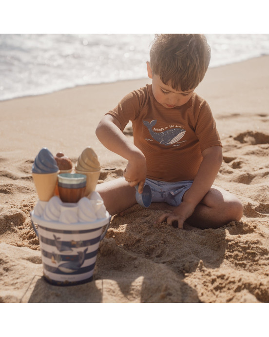 LITTLE DUTCH. Μπλουζάκι κοντομάνικο με προστασία UV Sunny Brown - Νο 62/68
