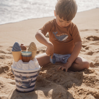 LITTLE DUTCH. Μπλουζάκι κοντομάνικο με προστασία UV Sunny Brown - Νο 74/80