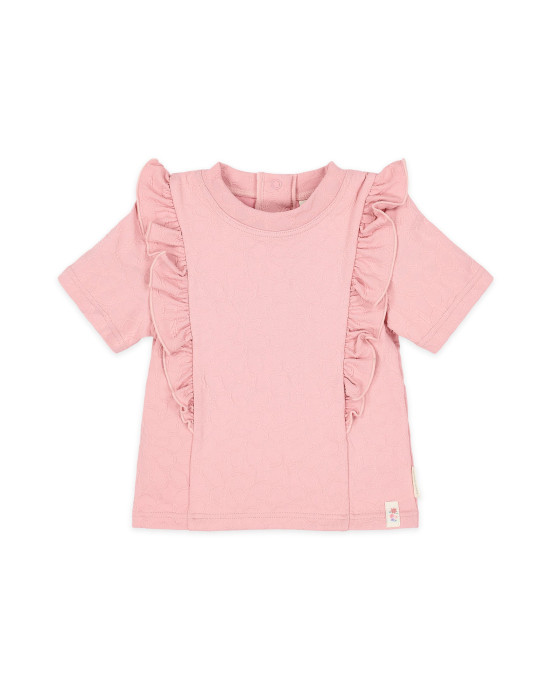 LITTLE DUTCH. Μπλουζάκι κοντομάνικο με προστασία UV Dreamy Pink Rose - Νο 62/68