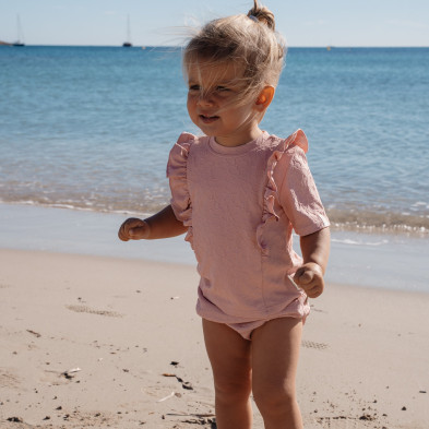 LITTLE DUTCH. Μπλουζάκι κοντομάνικο με προστασία UV Dreamy Pink Rose - Νο 62/68