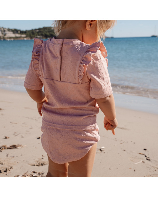 LITTLE DUTCH. Μπλουζάκι κοντομάνικο με προστασία UV Dreamy Pink Rose - Νο 62/68