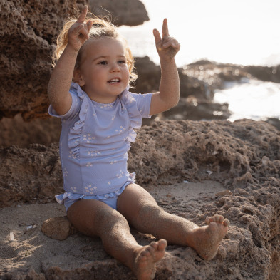 LITTLE DUTCH. Σετ μπλουζάκι κοντομάνικο και μαγιό μπικίνι UV Dreamy Lavender - Νο 86/92