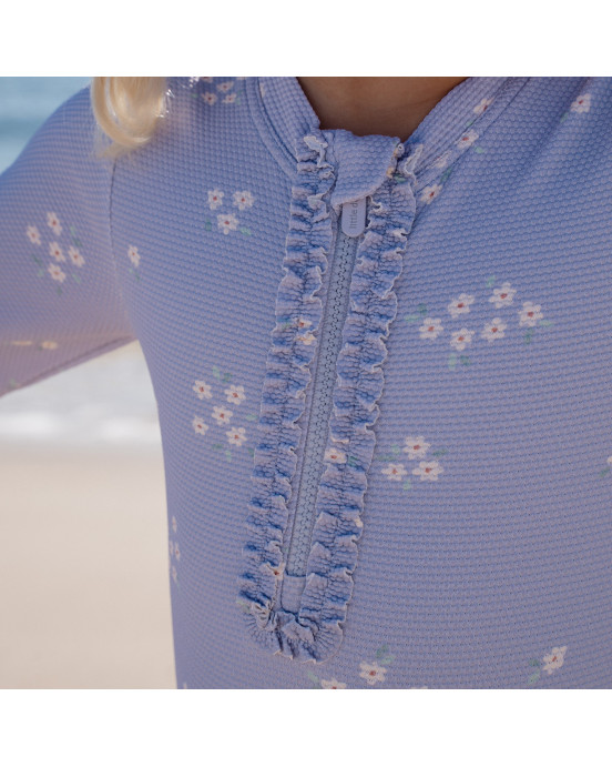 LITTLE DUTCH. Ολόσωμο μακρυμάνικο μαγιό με βολάν Dreamy Lavender - Νο 86/92