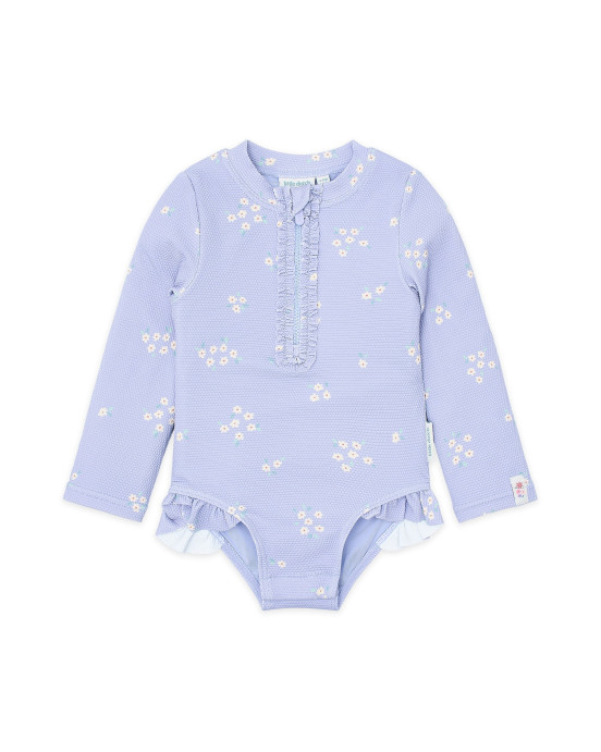 LITTLE DUTCH. Ολόσωμο μακρυμάνικο μαγιό με βολάν Dreamy Lavender - Νο 98/104