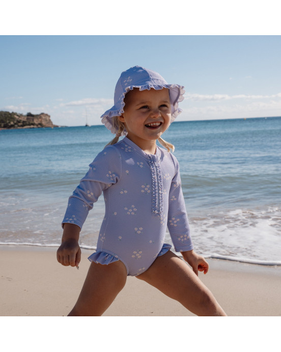 LITTLE DUTCH. Ολόσωμο μακρυμάνικο μαγιό με βολάν Dreamy Lavender - Νο 98/104