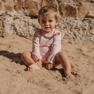 LITTLE DUTCH. Ολόσωμο μακρυμάνικο μαγιό με βολάν Dreamy Seashells - Νο 74/80