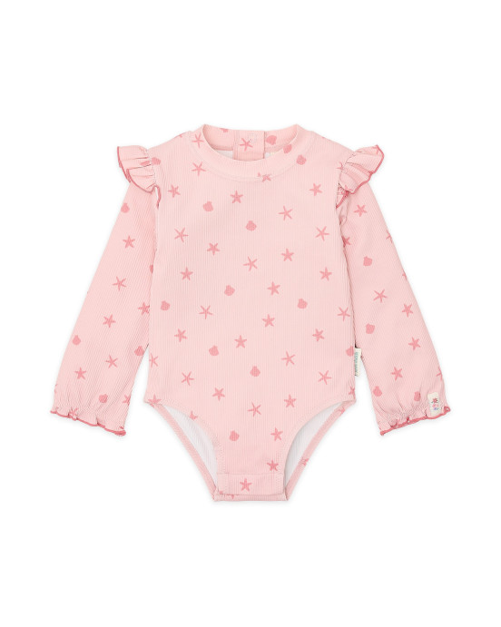 LITTLE DUTCH. Ολόσωμο μακρυμάνικο μαγιό με βολάν Dreamy Seashells - Νο 86/92