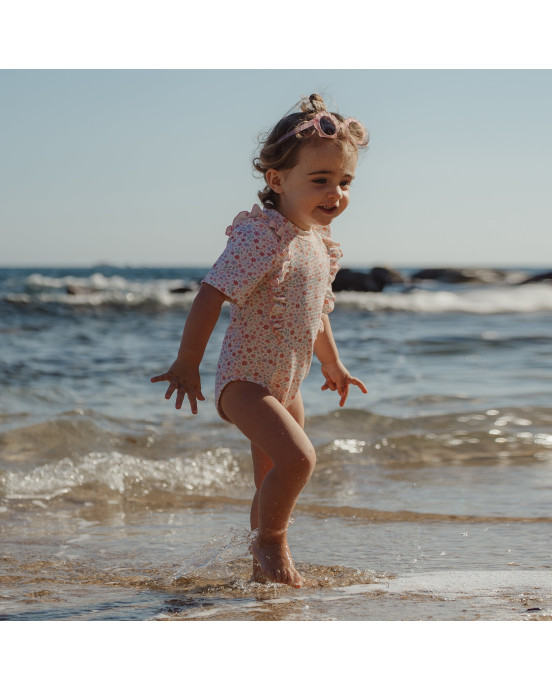 LITTLE DUTCH. Ολόσωμο κοντομάνικο μαγιό με βολάν Dreamy Flowerfield - Νο 74/80