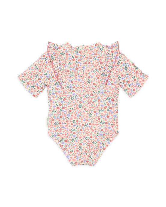 LITTLE DUTCH. Ολόσωμο κοντομάνικο μαγιό με βολάν Dreamy Flowerfield - Νο 74/80