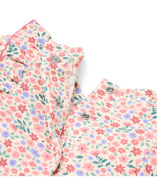 LITTLE DUTCH. Ολόσωμο κοντομάνικο μαγιό με βολάν Dreamy Flowerfield - Νο 86/92