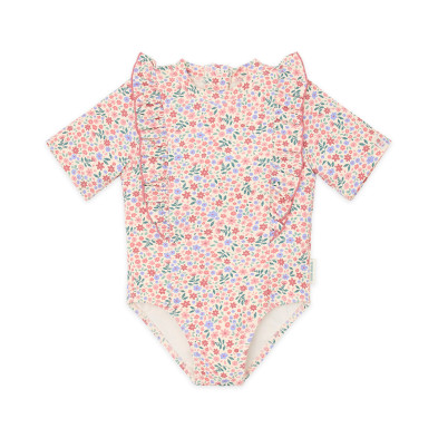 LITTLE DUTCH. Ολόσωμο κοντομάνικο μαγιό με βολάν Dreamy Flowerfield - Νο 98/104