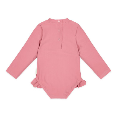 LITTLE DUTCH. Ολόσωμο μακρυμάνικο μαγιό με βολάν Dreamy Pink - Νο 74/80