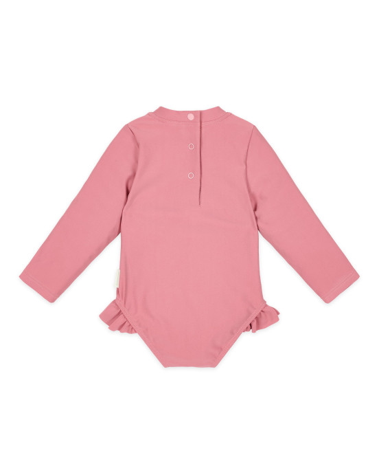 LITTLE DUTCH. Ολόσωμο μακρυμάνικο μαγιό με βολάν Dreamy Pink - Νο 86/92