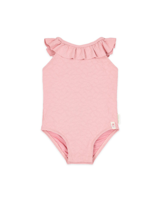 LITTLE DUTCH. Ολόσωμο μαγιό με βολάν Dreamy Pink Rose - Νο 98/104